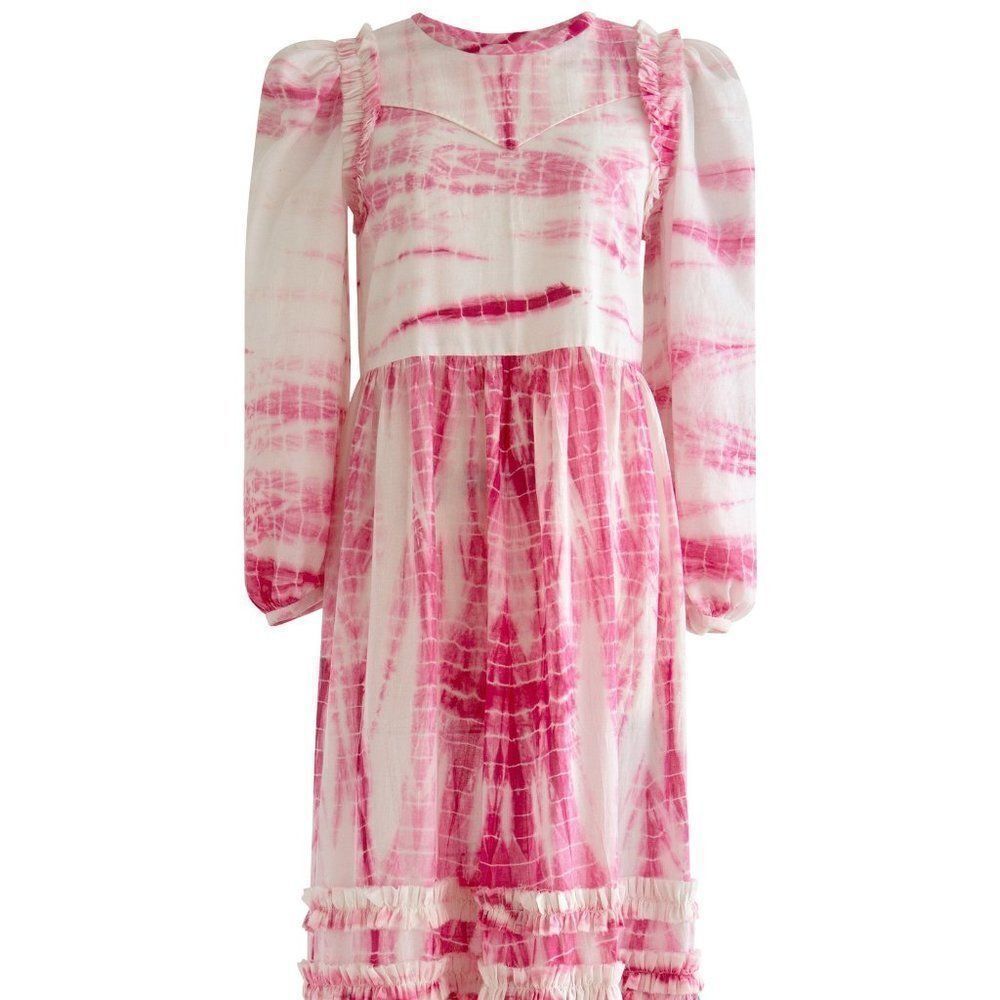 Alix of‎ Bohemia Plume Pink Shibori Long Sleeve Maxi Tye Dye Dress sz S